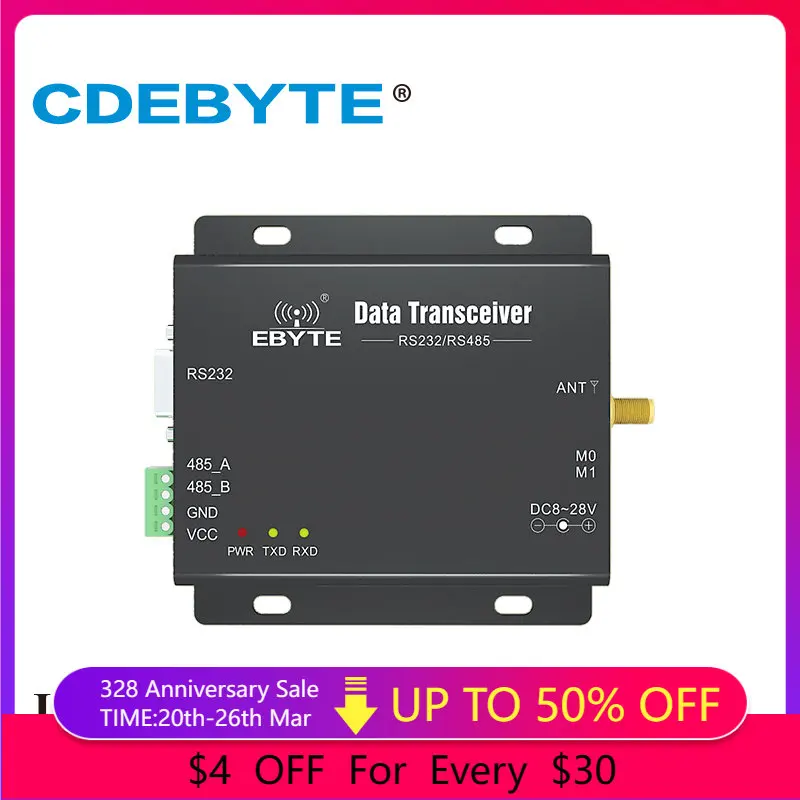 RS232 RS485 Modbus Wireless Transceiver 433MHz 5W 10km Half Duplex High
