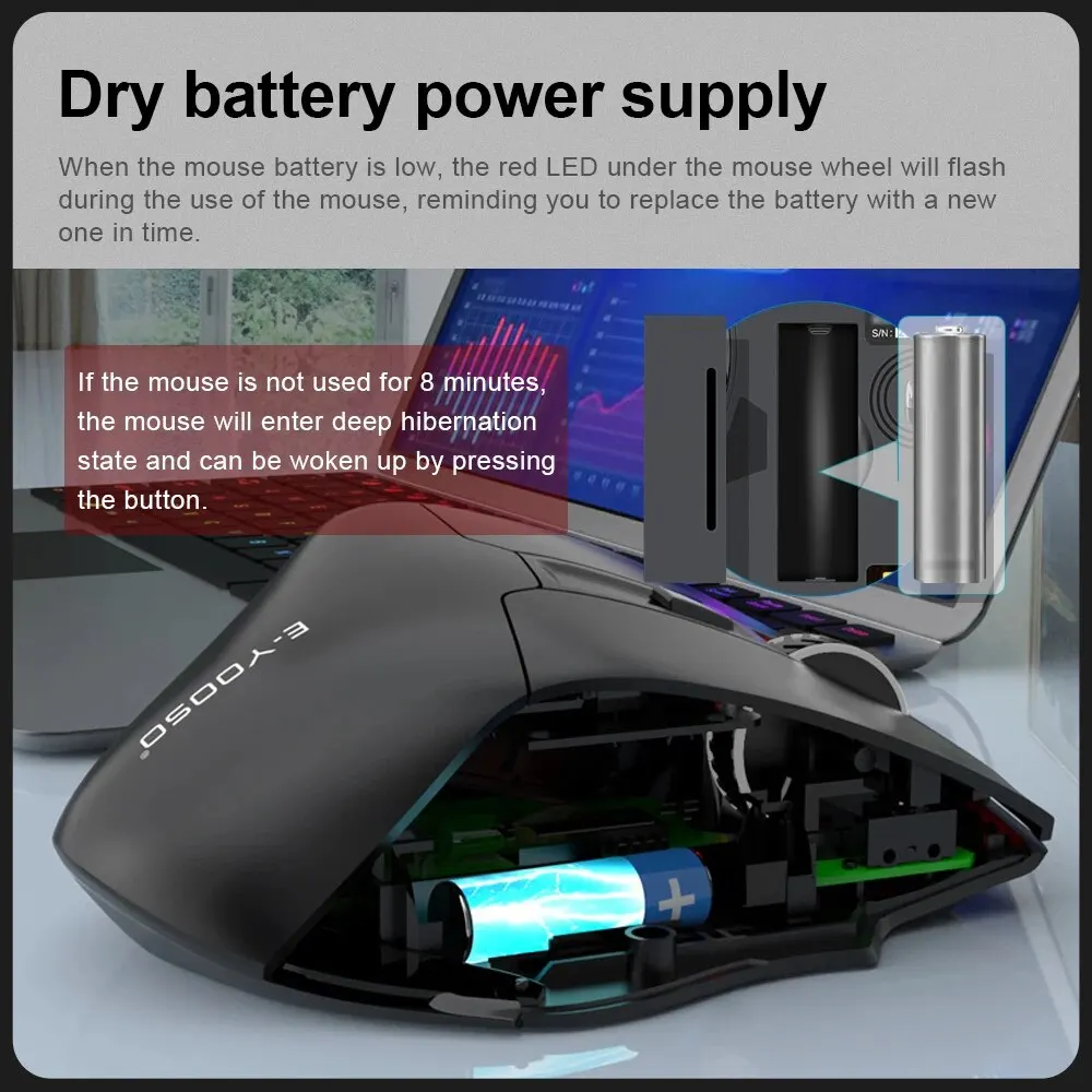E-YOOSO X-31 USB 2.4G Wireless Gaming Large Mouse for Big Hands PAW3212 4800 DPI 5 Buttons for Gamer Mice Computer Laptop PC — view 4