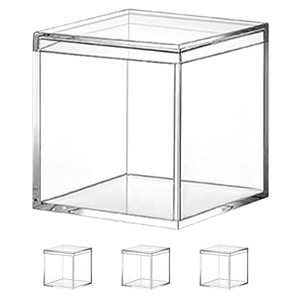 

10pcs 6.5x6.5cm 10x10cm Acrylic Candy Box Goodie Bags Clear Chocolate Plastic Wedding Party Favor Packing Box Container