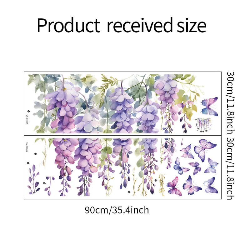 Elegant Purple Floral Butterfly Wall Decals - Self-Adhesive Home Decor Mural Stickers