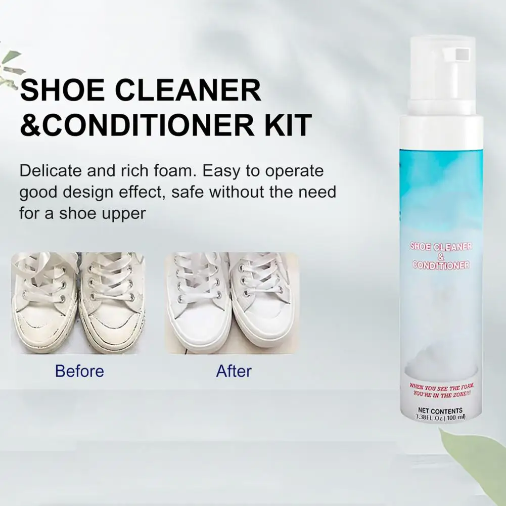 100ML Shoe Cleaner Whitening Cleansing Foamzone Remove Dirt Stain Shoes Sneakers Rich Foamzone No Need Washing Cleaning Tool