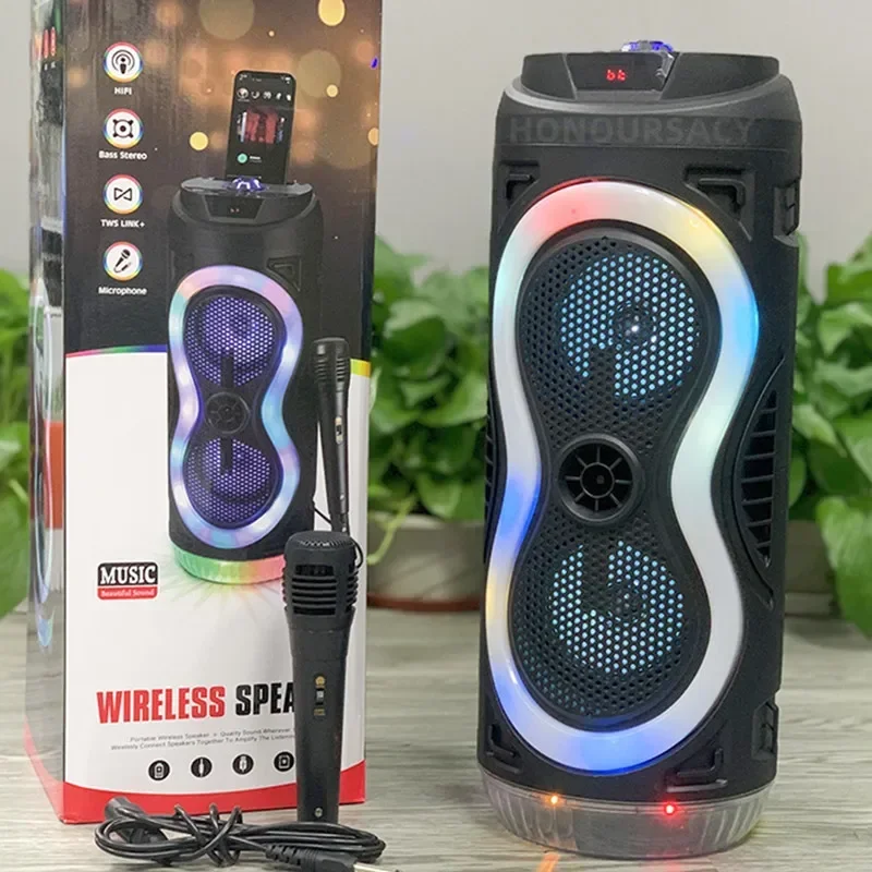 

60W Bluetooth Speaker Big Power Family Karaoke Wireless Portable Column 3DStereo Subwoofer Music Party Speakers with Microphone
