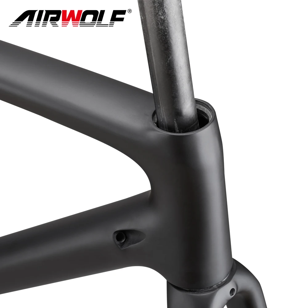 2024 Airwolf 700C 레이싱 도로 자전거 프레임 림 브레이크 핸들 바가 있는 완전 내부 케이블 라우팅 탄소 프레임셋