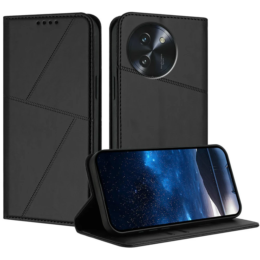 Leather Texture Wallet Case with Magnetic Flip Cover in Elegant Design