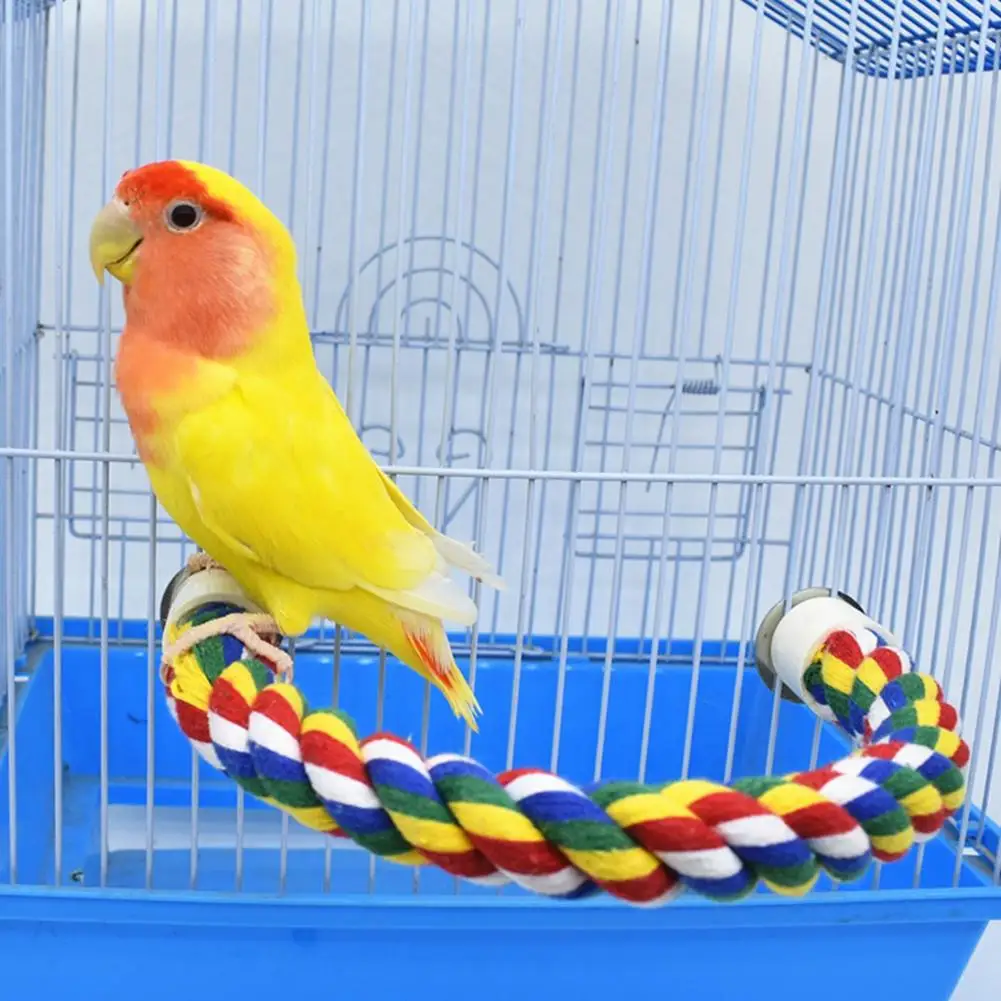 Pet Parrot Standing Perches U-shaped Colorful Bendable Cotton Rope Chew Toy Bird Supplies For Parakeet