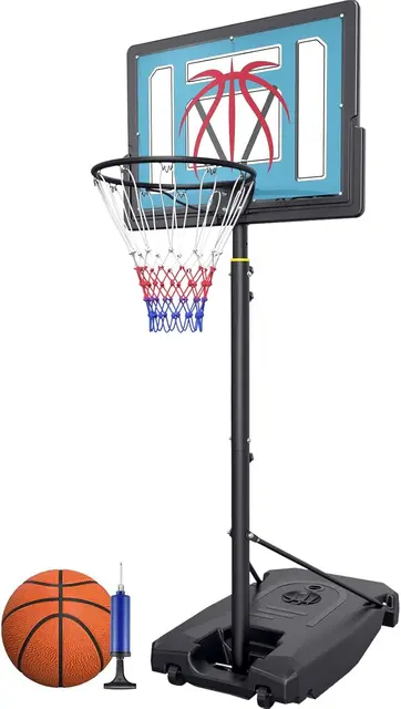 Adjustable Basketball Hoop 4.82-8.53ft, Portable with Wheels, 32in Backboard, Includes Ball & Nets