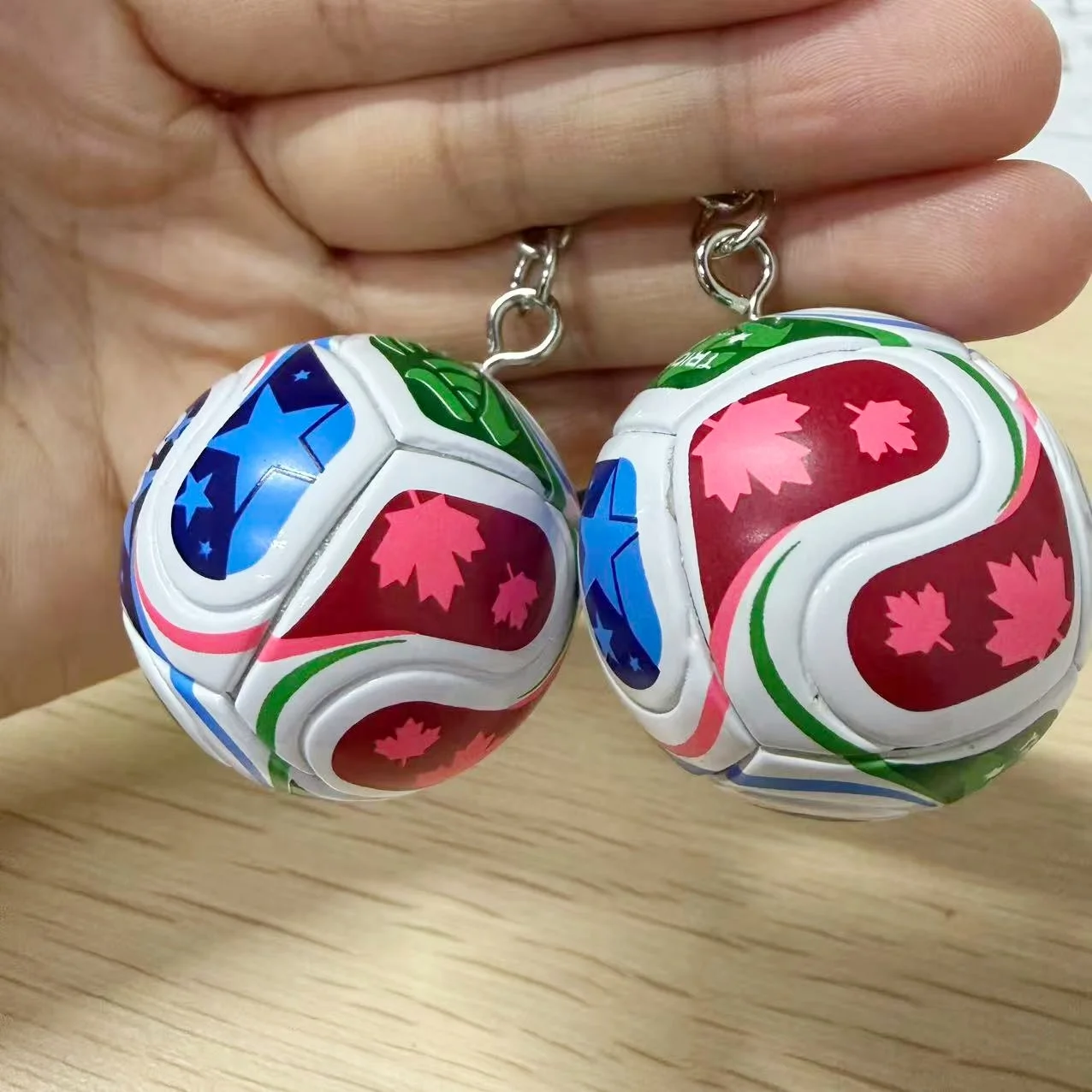 PU Leather 3D Football Souvenir Key Chain Men Women Soccer Fans Keychain Bag Pendant KeyRing Boyfriend Gift Accessories 2026 1PC