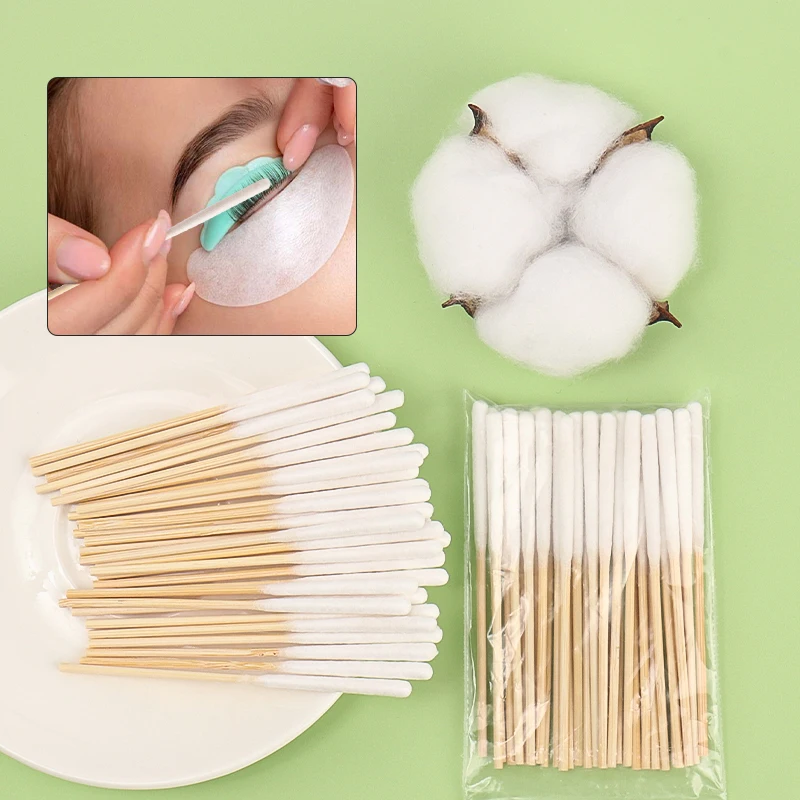 30 stücke 8 cm Anwendung Baumwolle Tupfer Reinigung Sticks Knospe Spitze Maniküre Detail Corrector Nagellack Entferner Einweg Make-Up werkzeuge – Detail 9