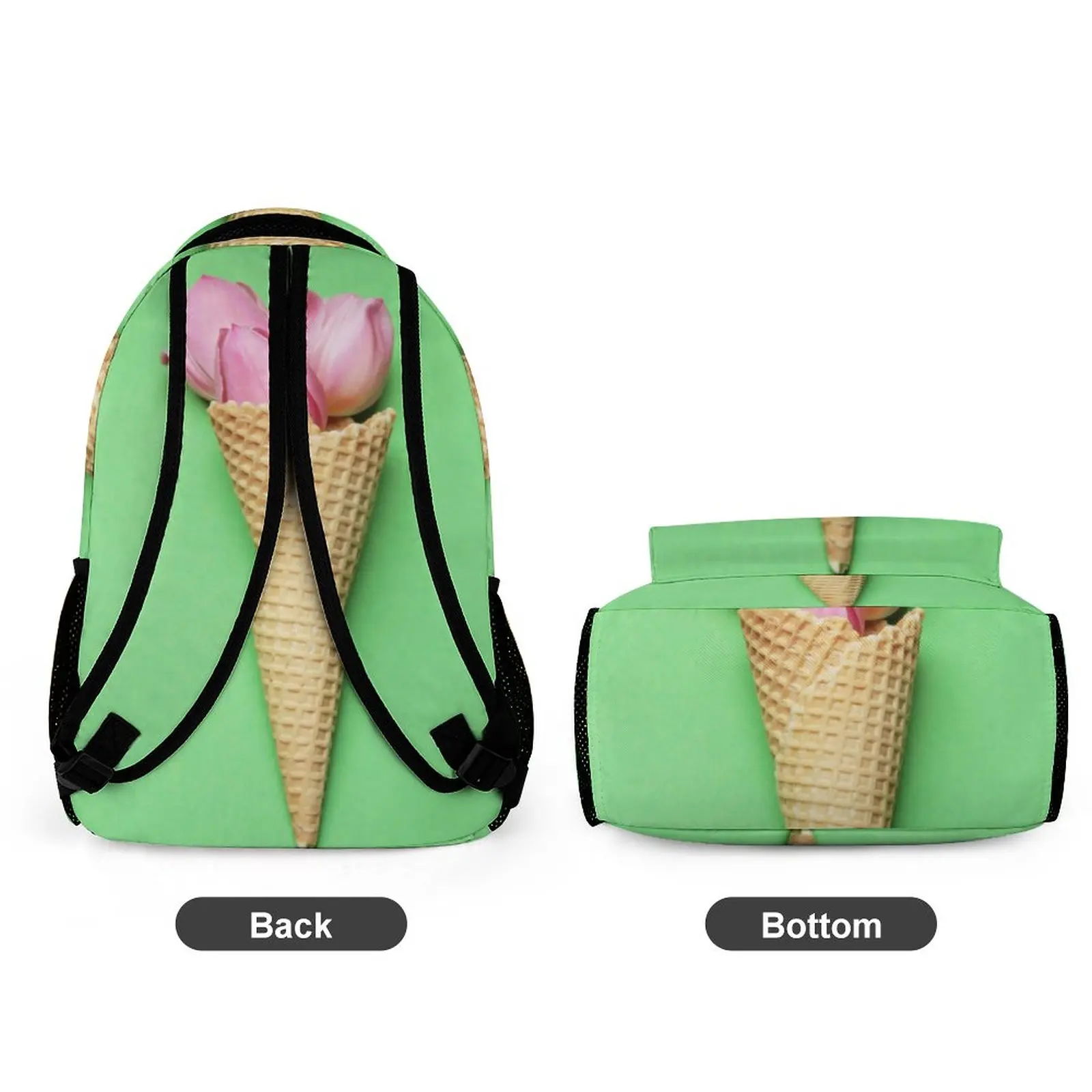 Customized Printed Ice Cream Pattern Backpack Student Backpack Lightweight Large Capacity Cute Casual Cartoon Reading Books Bag