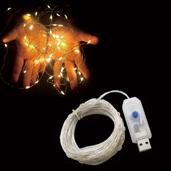USB LED 구리 와이어 요정 조명, 방수 크리스마스 조명, 화환 웨딩 파티, 휴일 DIY 장식, LED 스트링 조명, 8 가지 모드