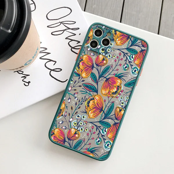 Floral Shockproof Matte Transparent Phone Case