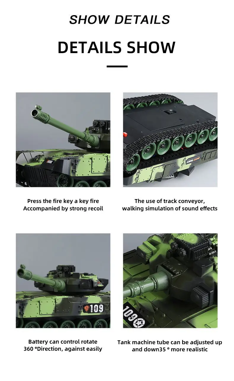 RC Tank Military War Battle United States M1 Leopard 2 Remote Control Toy For Boys Children