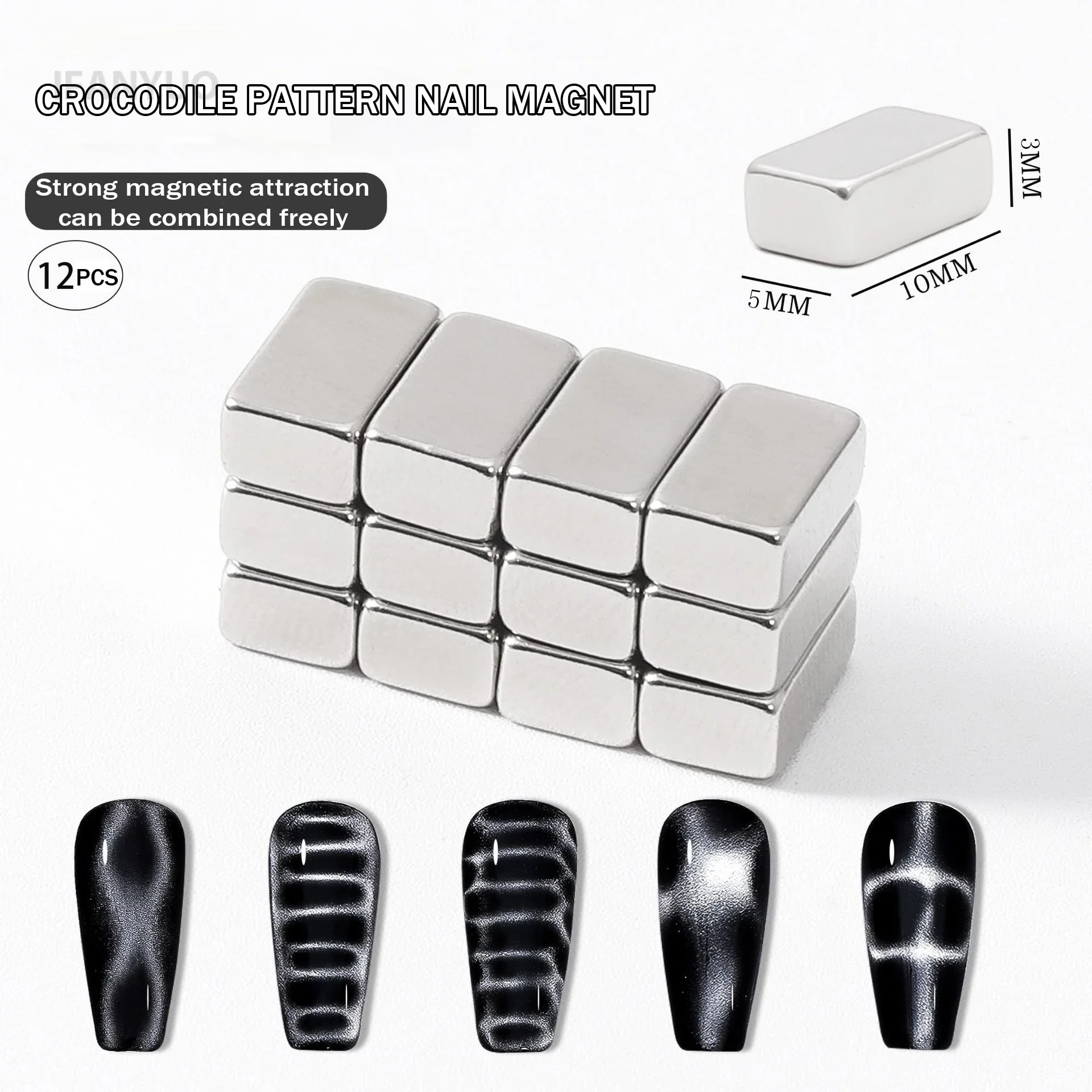 Crocodile Pattern Nail Magnet Nail Art Cat Eye Snake Skin Wave Geometric UV Attraction Magnets Set 12pcs Manicure DIY Tool magnetic nail art tools cat eye nail tool magnetic nail tools