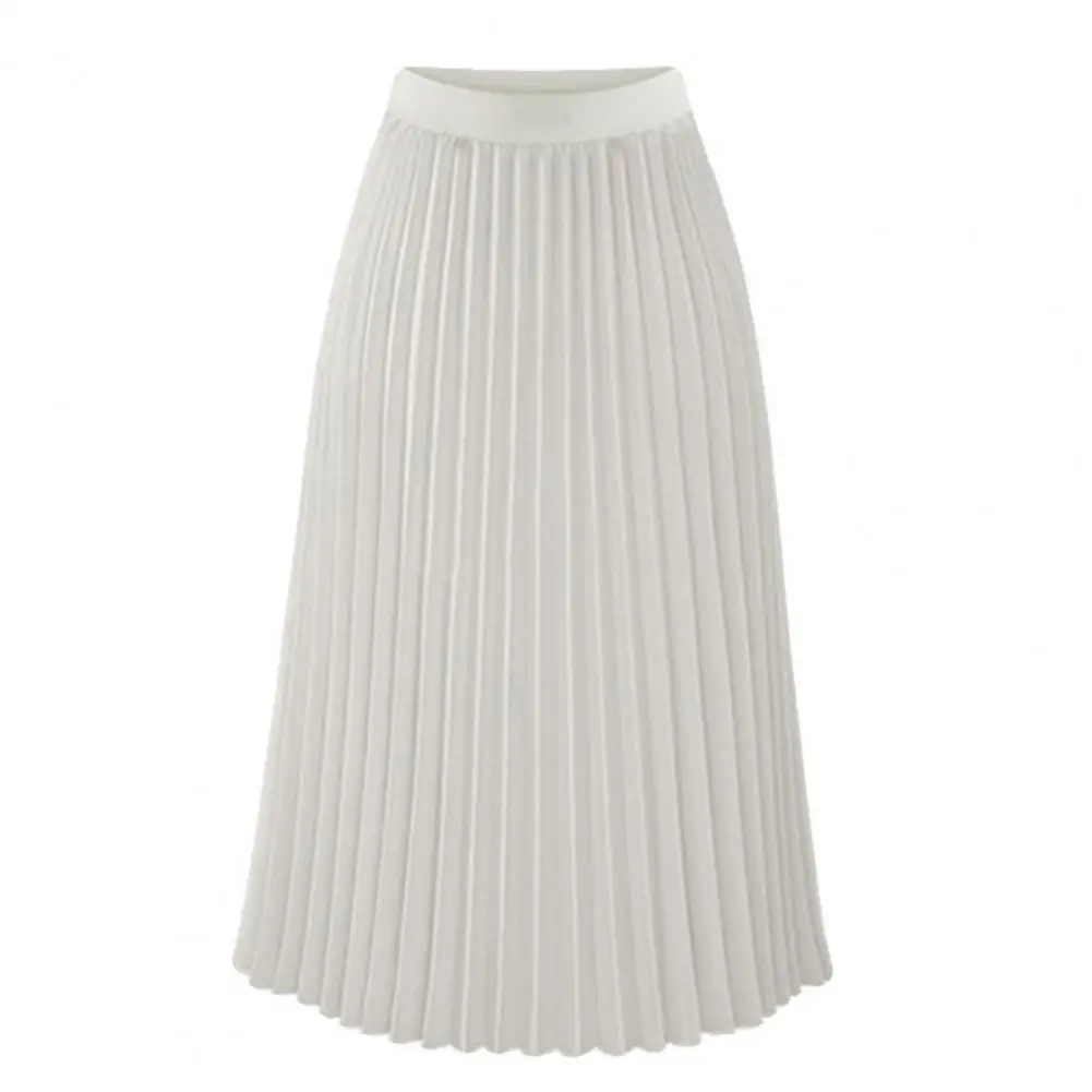 

French Style Skirt Elegant Ladies' Solid Color Pleated Skirt High Waist Calf-length Casual Stylish Autumn/winter Women's