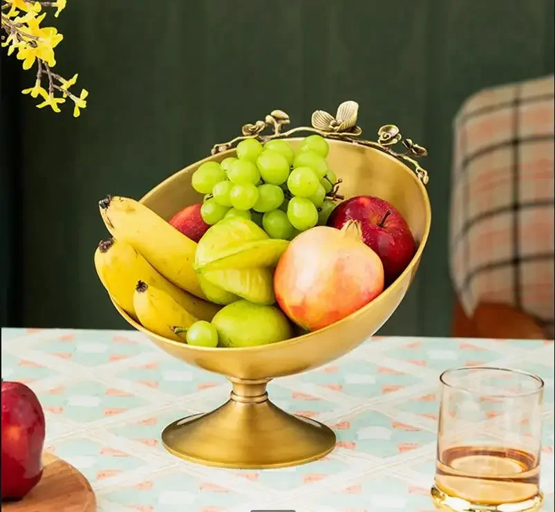 

Фруктовая тарелка в европейском стиле, латунная тарелка ручной работы, украшение для дома, гостиной, настольное украшение, тарелка для сладостей и закусок