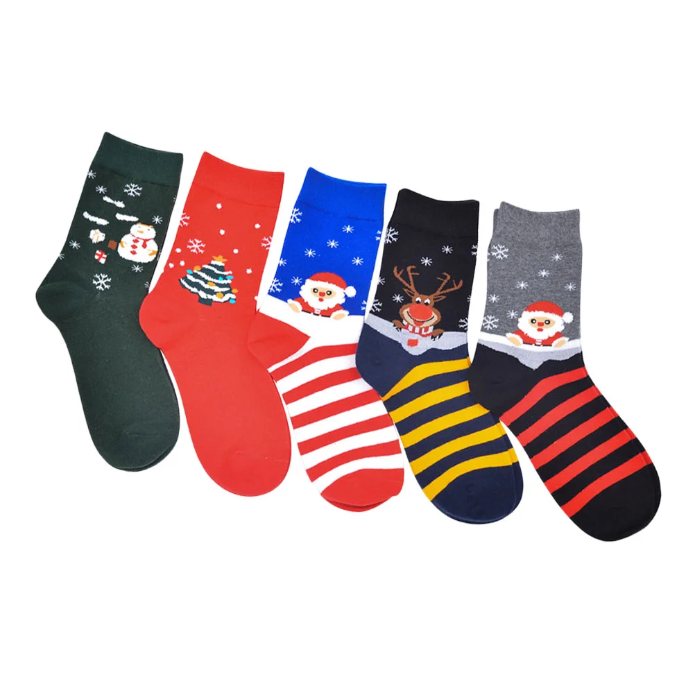 

5 Pairs Christmas Socks Xmas Socks Santa Socks Warm Christmas Socks with Snowman for Christmas Gifts Girl ( Assorted Style )