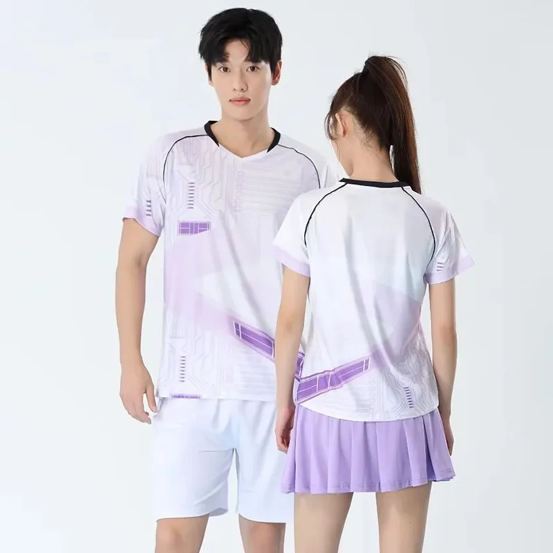 Men Badminton T-shirts Quick Dry Table Tennis Jerseys Mesh Breathable Training Sports Tees Polyester Women Tennis Short Sleeve