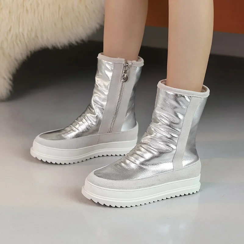 

winter women short plush warm snow boots casual shoes new suede fur chelsea ankle boots flats platform ladies shoes botas mujer