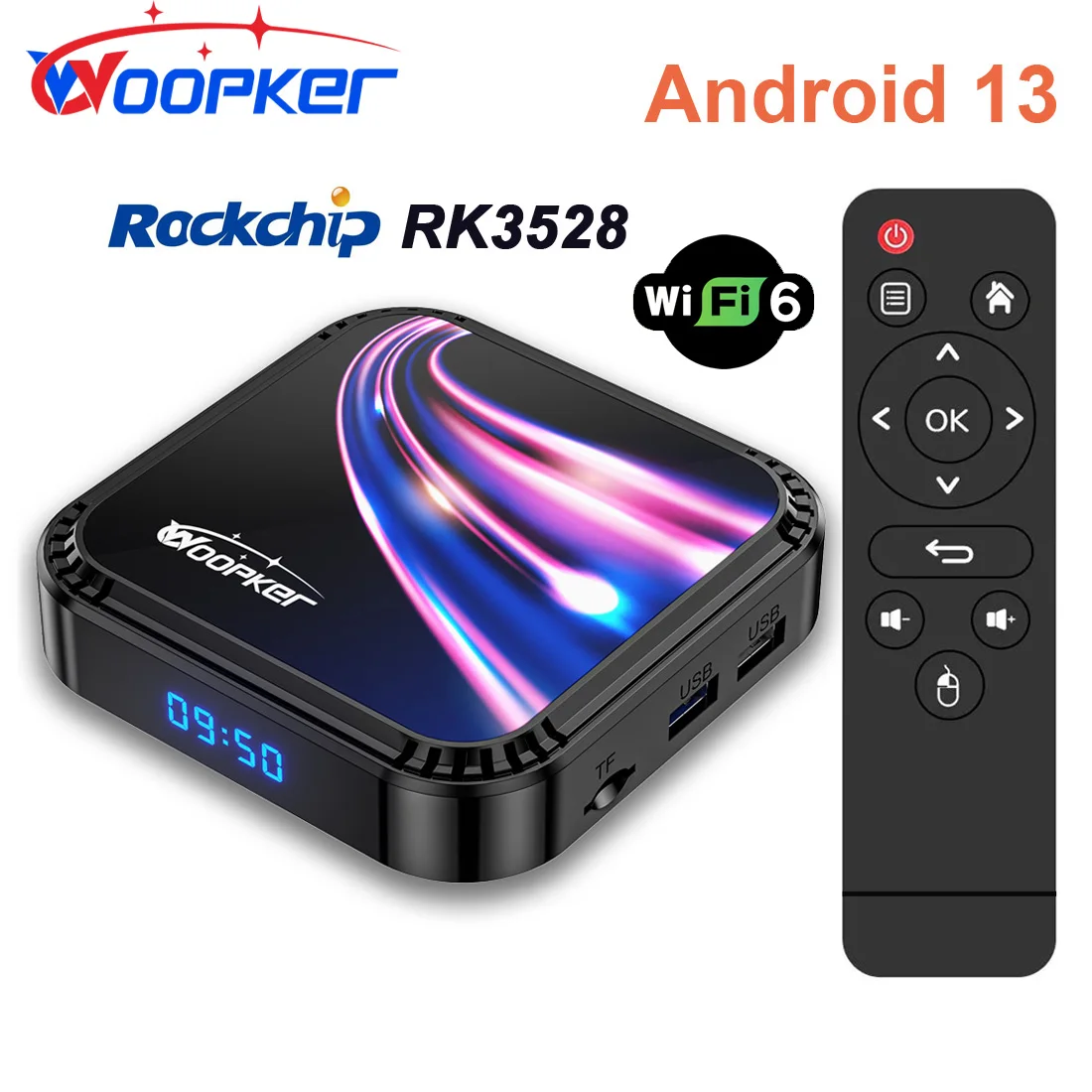 Woopker K52 Android 13 TV Box Rockchip RK3528 UHD 8K Video BT5.0 WiFi6 Support Google Voice Search Media Player Set-top Boxes