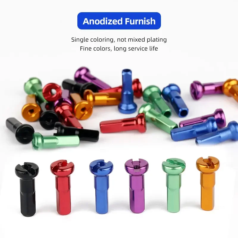 100개 자전거 2.0mm 스포크 캡 14G 14mm 12mm 16mm 높이 알루미늄 합금 CNC-아노다이징 휠 캡 MTB 부품