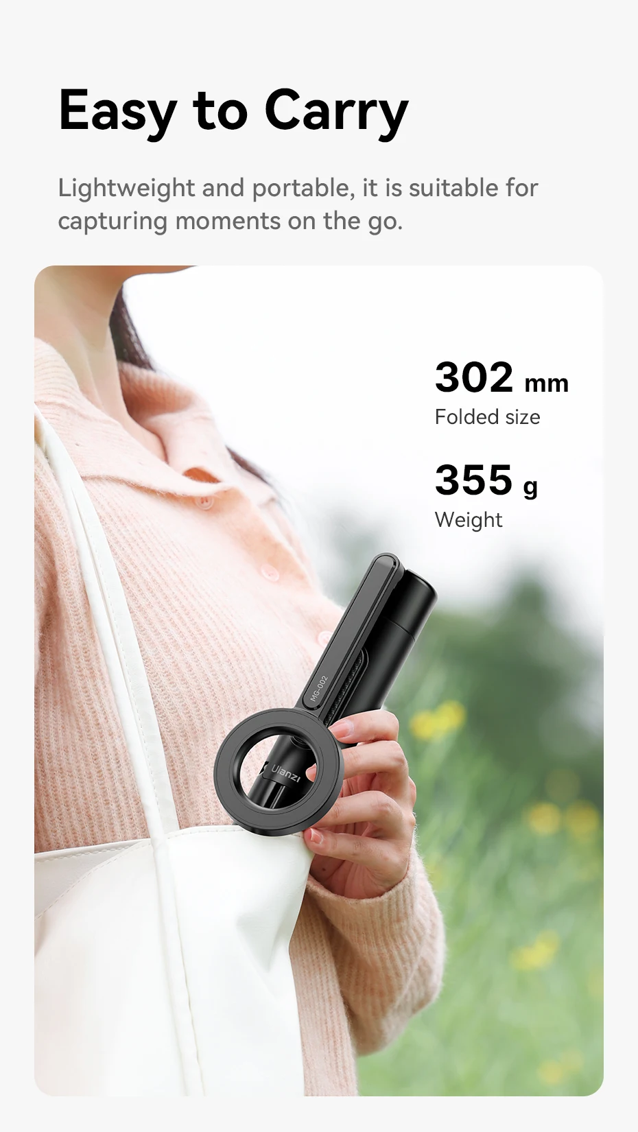 MG-002 Max Magnetic Phone Selfie Stick Tripod with Remote 1.64m Extendable Selfi