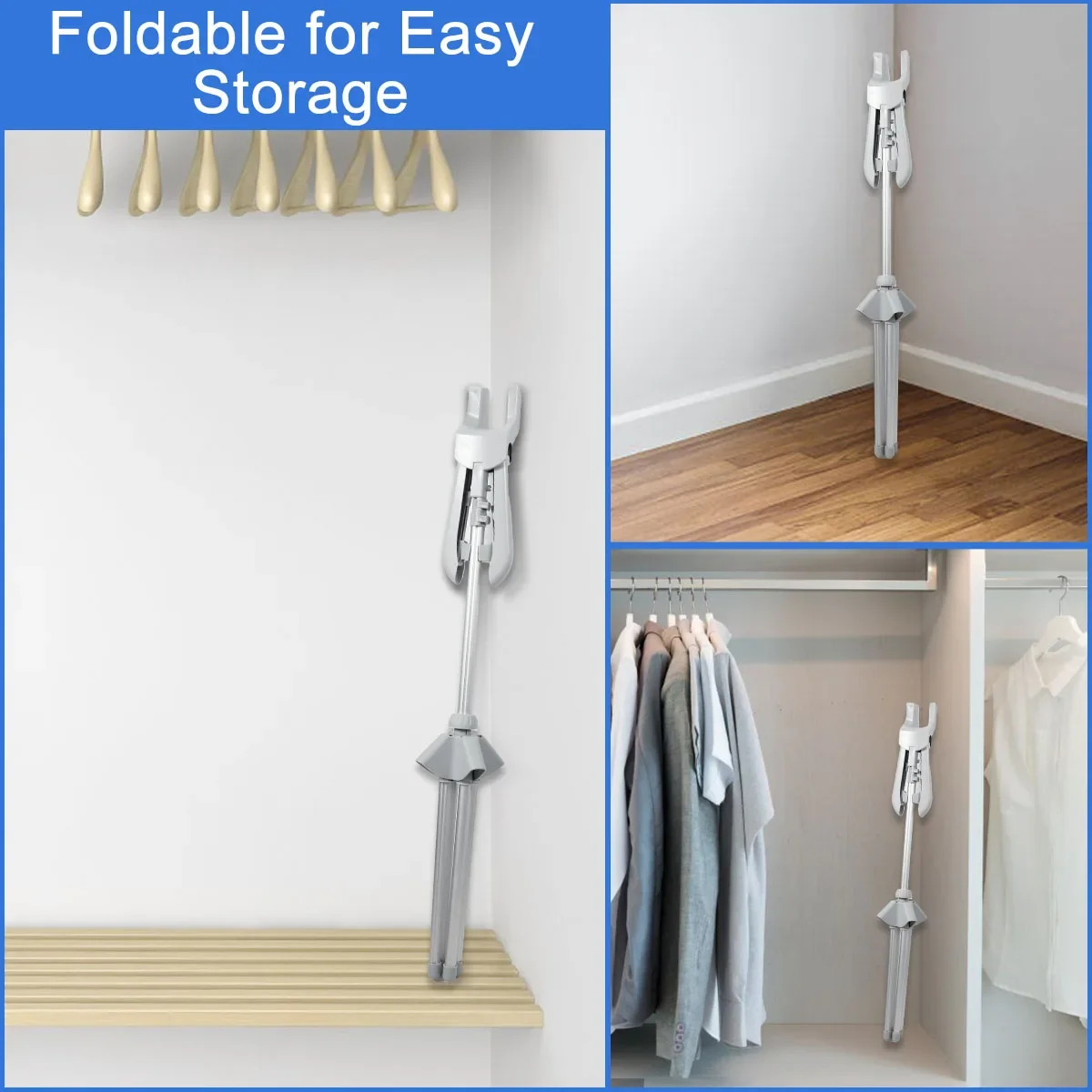 Iron Steam Stand Set with Hand-held Ironing Board Telescopic Garment Steamer Rack Standing Garment Hanger for Steaming Clothes