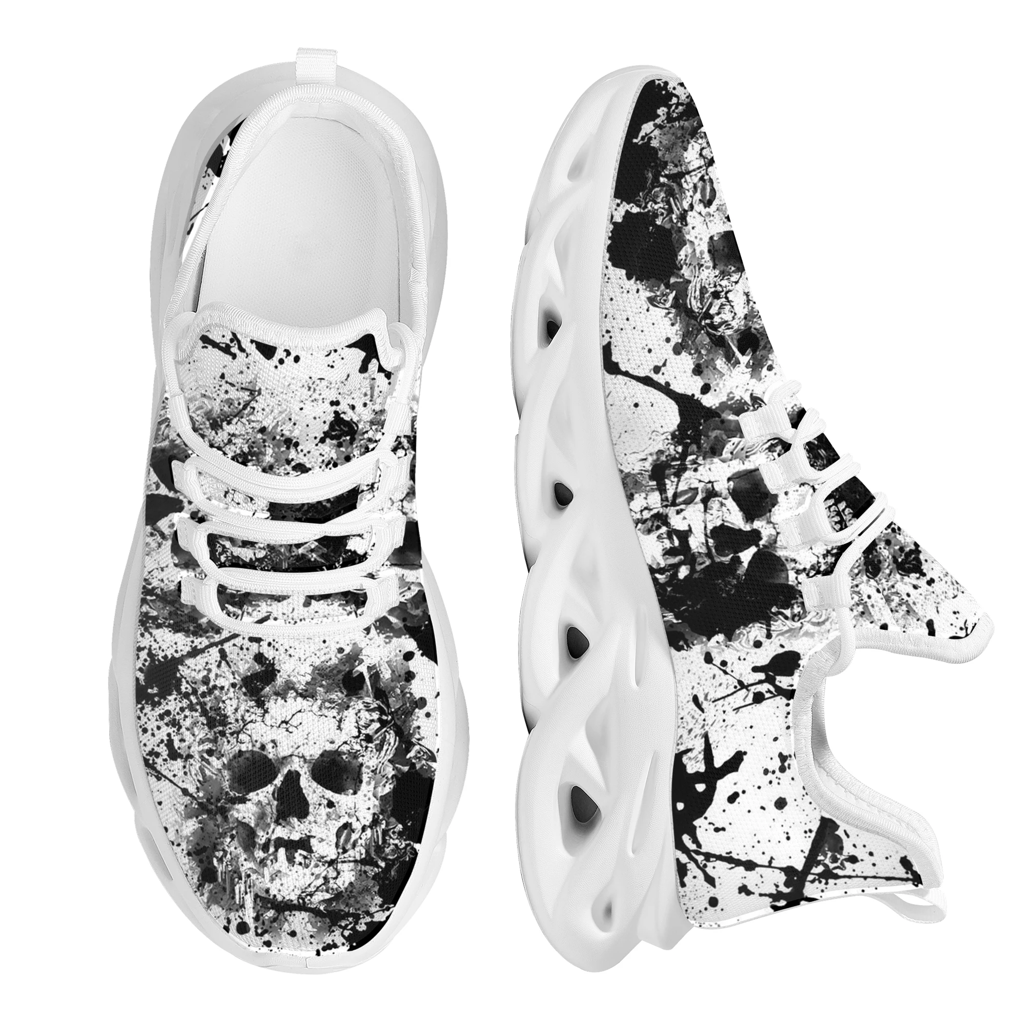 Comfortable Casual Women Walking Shoes Skull Design Lace-Up Sneakers Elegant Breathable Soft Sole Vulcanized Shoes Female