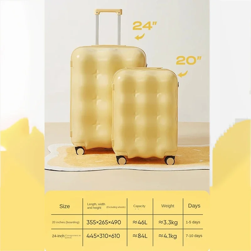 2023 New High-Value Trolley Luggage Student 24-Inch Large-Capacity Suitcase 20-Inch Cabin Case Universal Wheel Combination Lock