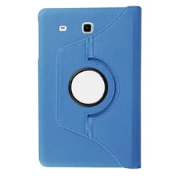 360 Rotating Smart Case with Folding Folio PU Leather Stand Holder (SkyBlue)
