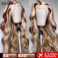 Perruque Lace Frontale HD Blond Cendré 4/613 avec Mèches, Perruque Brésilienne Colorée 13x4 en Cheveux Humains, Perruque Body Wave 613 HD Lace Frontal pour Femme 1