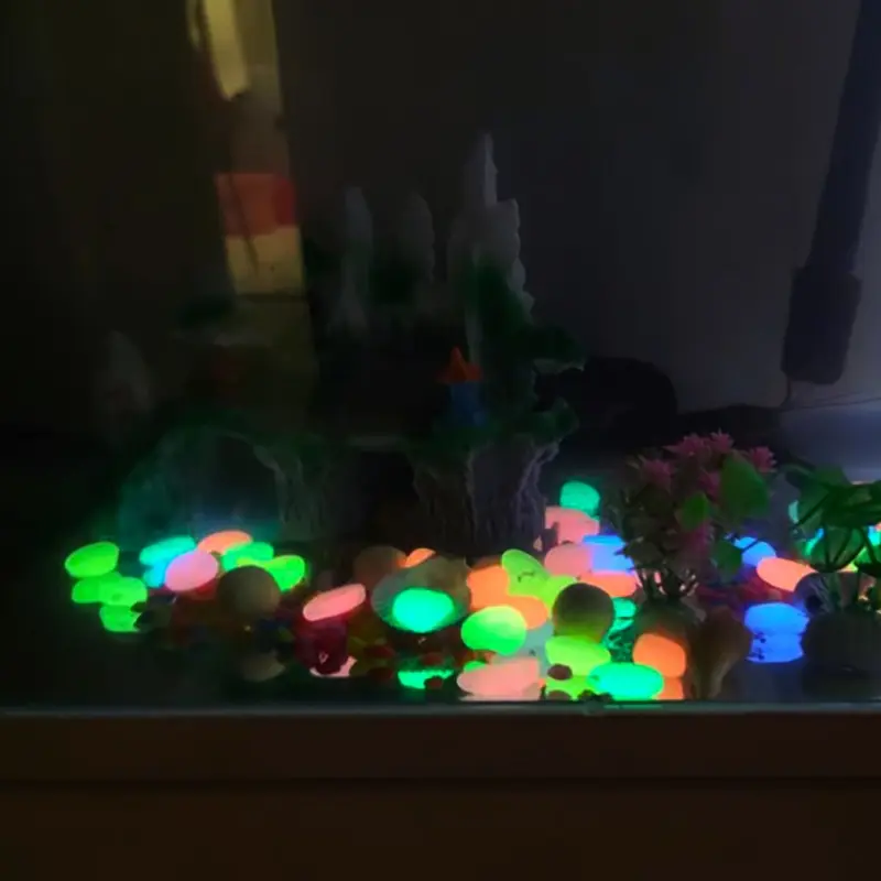 Artificial Stones 50pcs Artificial Colored Nightlight Stone Fish Bowl Landscaping Home Decoration Luminescent Small Stone