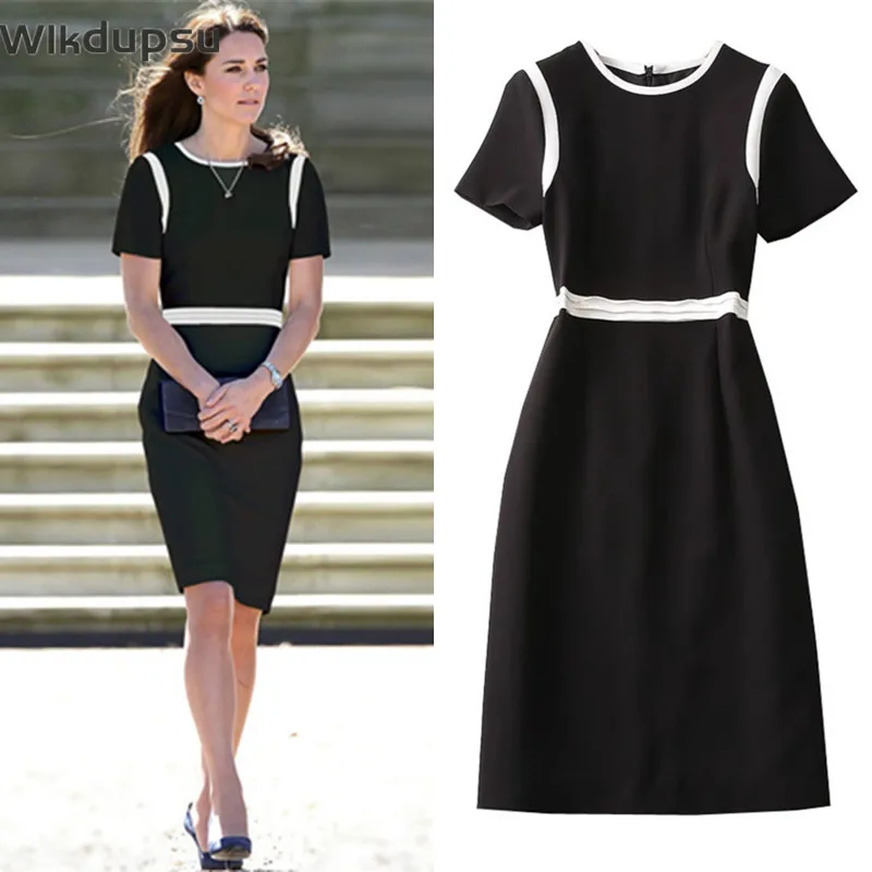 

Princess Kate Middleton Dress Women New Fashion Summer High Quality Vintage Elegant Chic Casual Midi Office Lady Formal Workwear