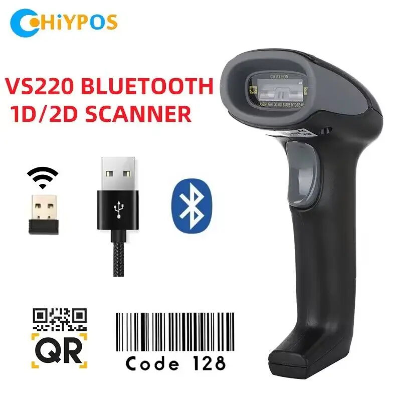 HQ Barcode Scanner Compatible with 2.4G Wireless & Bluetooth Function & Wired Connection Work ALL Systems