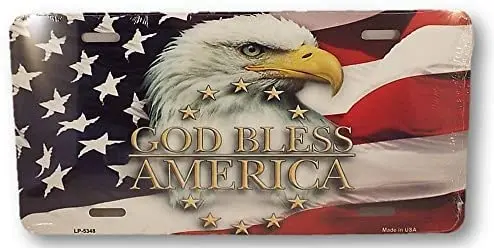 

God Bless американский Орел and Flag Design, необычный знак для номерного знака