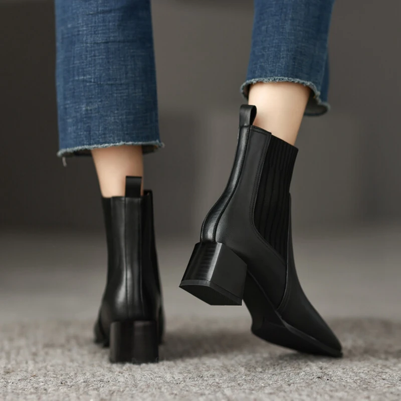 Ladies Ankle Sock Boots Women's Fashion Sock Boots Block Heel