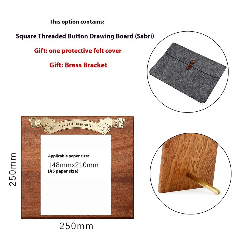 Tavolo da disegno in legno massello studenti d'arte Clip da cavalletto speciale Clip da Menu in ottone Retro Sketch Display Board portacarte per appunti - immagine 6