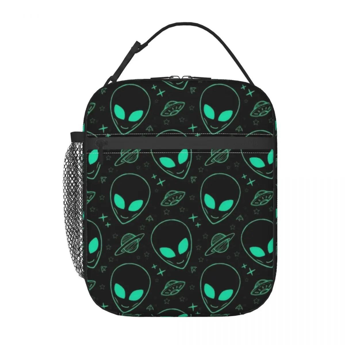 Alien And UFO Space Star Pattern Insulated Lunch Tote Bag for Women Resuable Cooler Thermal Bento Box Kids School Children