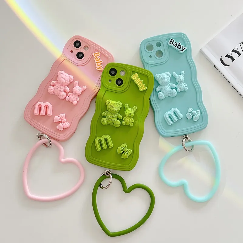 Custodia Per Telefono Con Anello A Cuore Per Bambola Coniglio Orso Per Samsung Galaxy S20 S21 Fe S22 S23 Ultra Plus 5G S21Fe S20Fe Cover Morbida In Si