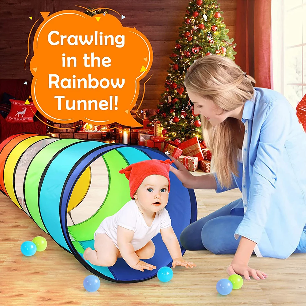 Kids Play Tunnel Tent for Toddlers Colorful Pop Up Crawl Toy for Baby or Pet with Breathable Mesh Collapsible Gift for Game 6