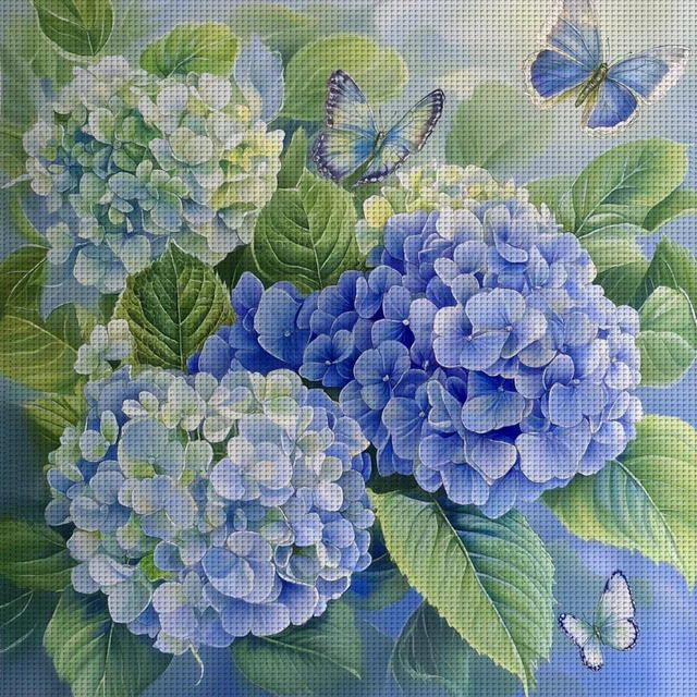 Fil de coton écologique à broder complet 11CT, Kit de point de croix imprimé la famille des fleurs, Art 40x40cm 1