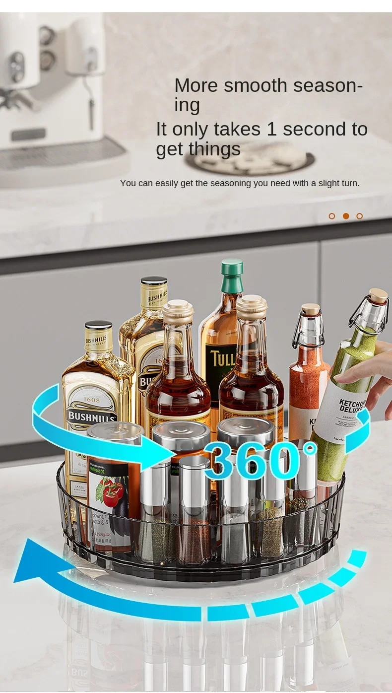360 Rotating Seasoning Storage Tray Multifunction Pantry Cabinet Turntable For Cosmetics Bathroom Storage Box Kitchen Organizer