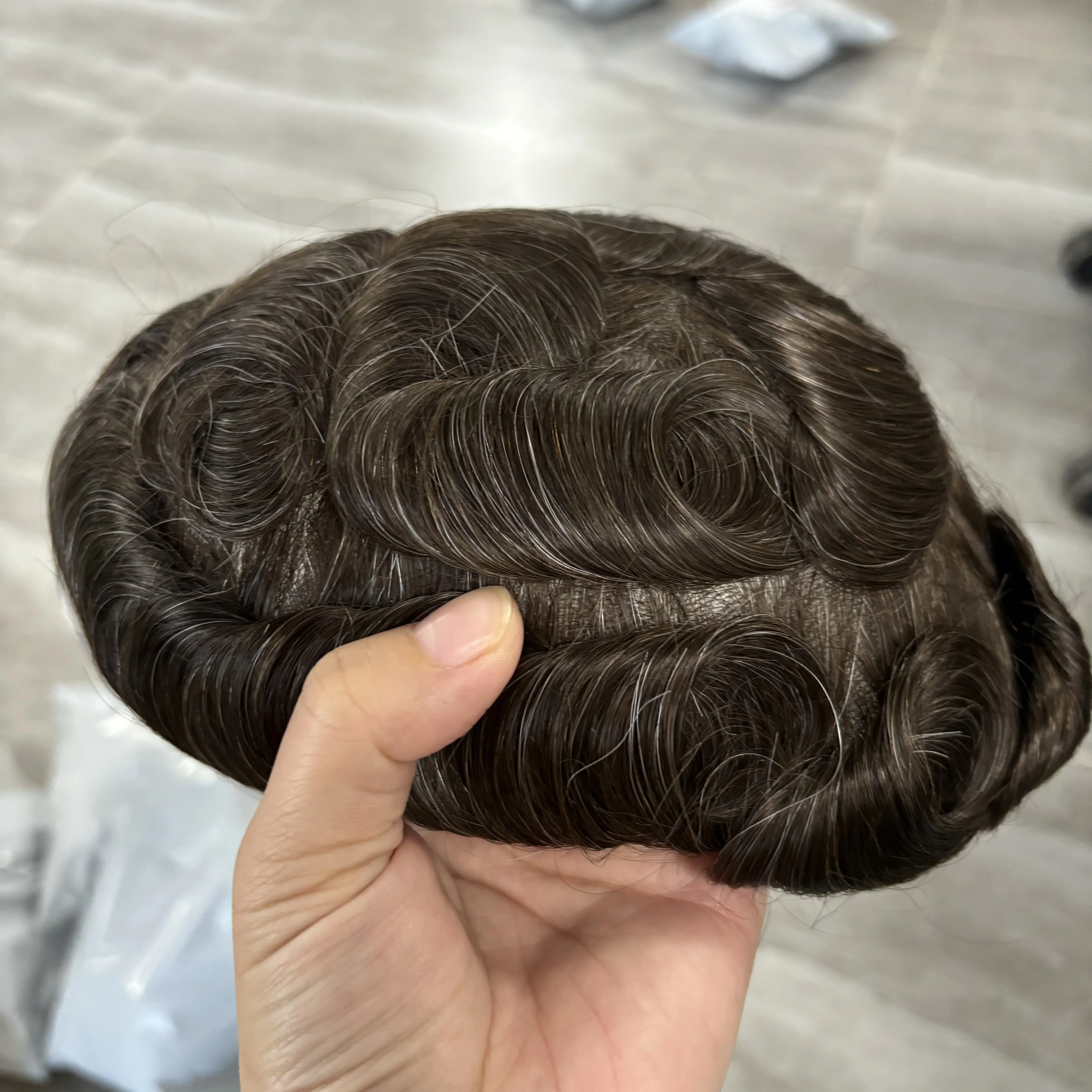 Human Hair Toupee Natural 90Density Capillary Prosthesis System Hairpieces Super Thin 0.02mm Skin Base Natural Hairline Men