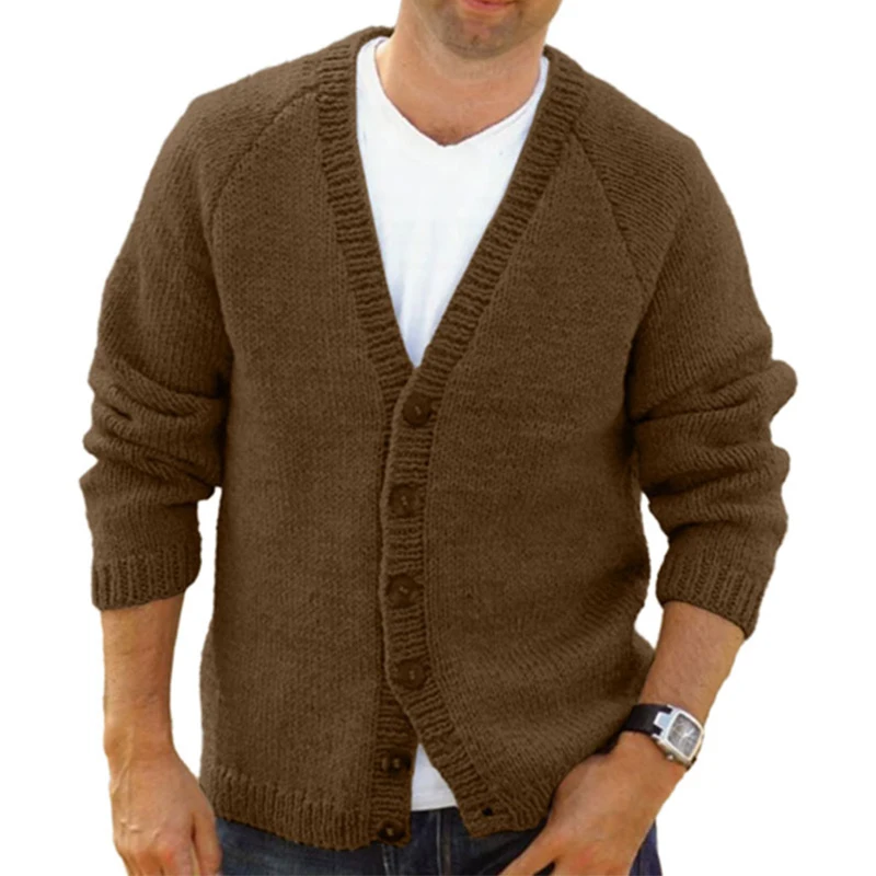 Winter Casual Long Sleeve V-Neck Jumper Jackets Men Clothing New Autumn Buttoned Knitted Coats 2023 Fashion Solid Men\'s Knitwear
