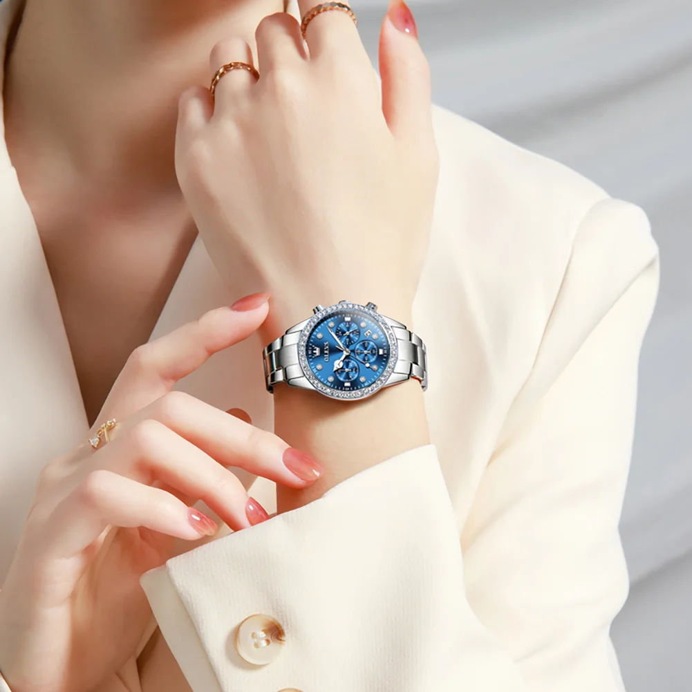 OLEVS ساعات نسائية العلامة التجارية الفاخرة الفضة...