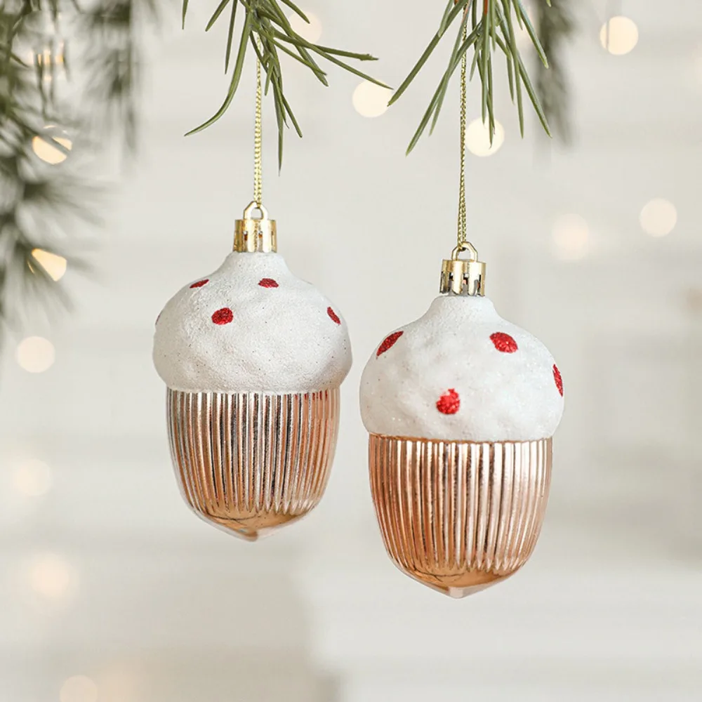 Set of 2 Red & White Santa Claus Christmas Tree Ornaments - Festive Hanging Decorations
