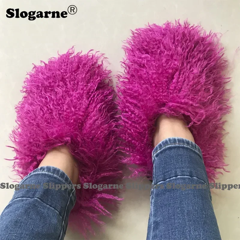 Vrouwen Herfst Winter Bont Slippers Plus Size Vrouw Luxe Furry Faux Fur Slippers Pluche Warme Thuis Katoenen Schoenen Indoor bont Slides