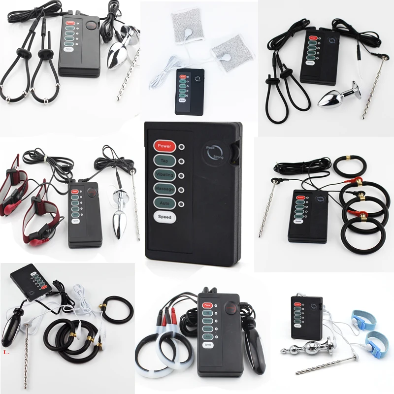 Electric Shock Anal Plug Peni Ring Urethral Plug Sex Toys,Two Output Power Box,BDSM Sexusl Electrostimulator For Men Masturbator