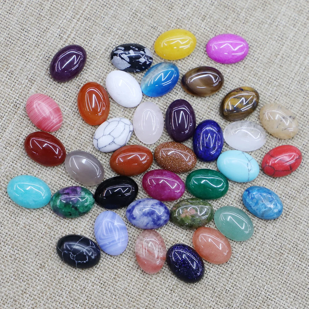 10*14MM Natural Stone Oval CAB CABOCHON Agates Crystal Amethysts Beads Jewelry Handcrafted Ring Ear Studs Making 50Pcs Wholesale