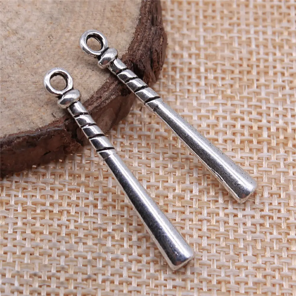 

Accessories Baseball Bat Charms Supplies For Jewelry 35x5mm 10pcs