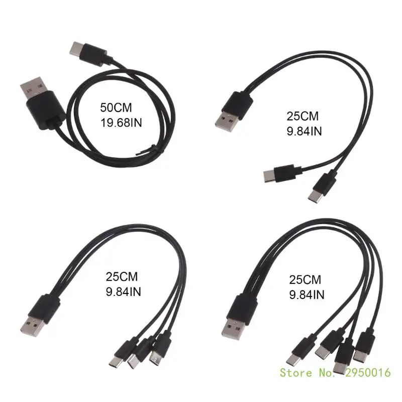 Universal Multi-Device Fast Charging Cable with Multiple USB-C Ports